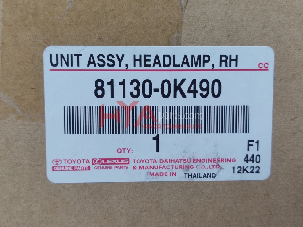 UNIT ASSY, HEADLAMP, RH