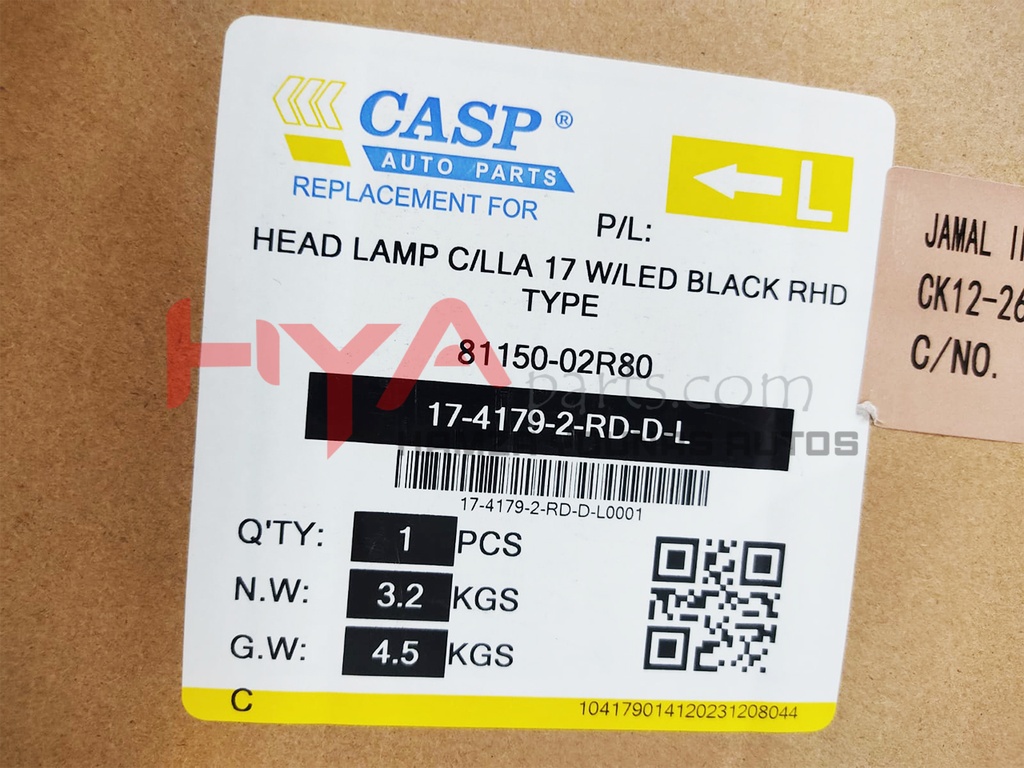 CASP 4179-2-LD [HEAD LAMP COROLLA 2018 LH]