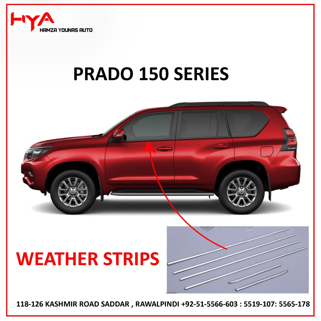 WEATHER STRIPS CHROME PRADO 150 SERIES-6pcs