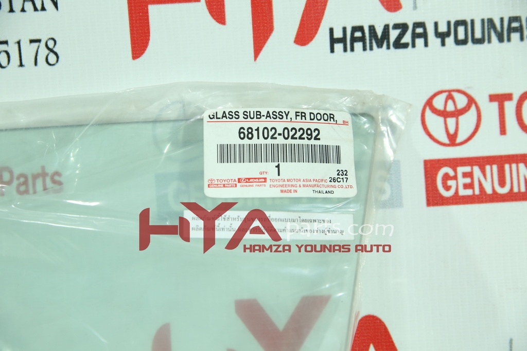 [68102-02292] GLASS SUB-ASSY, FRONT DOOR, LH
