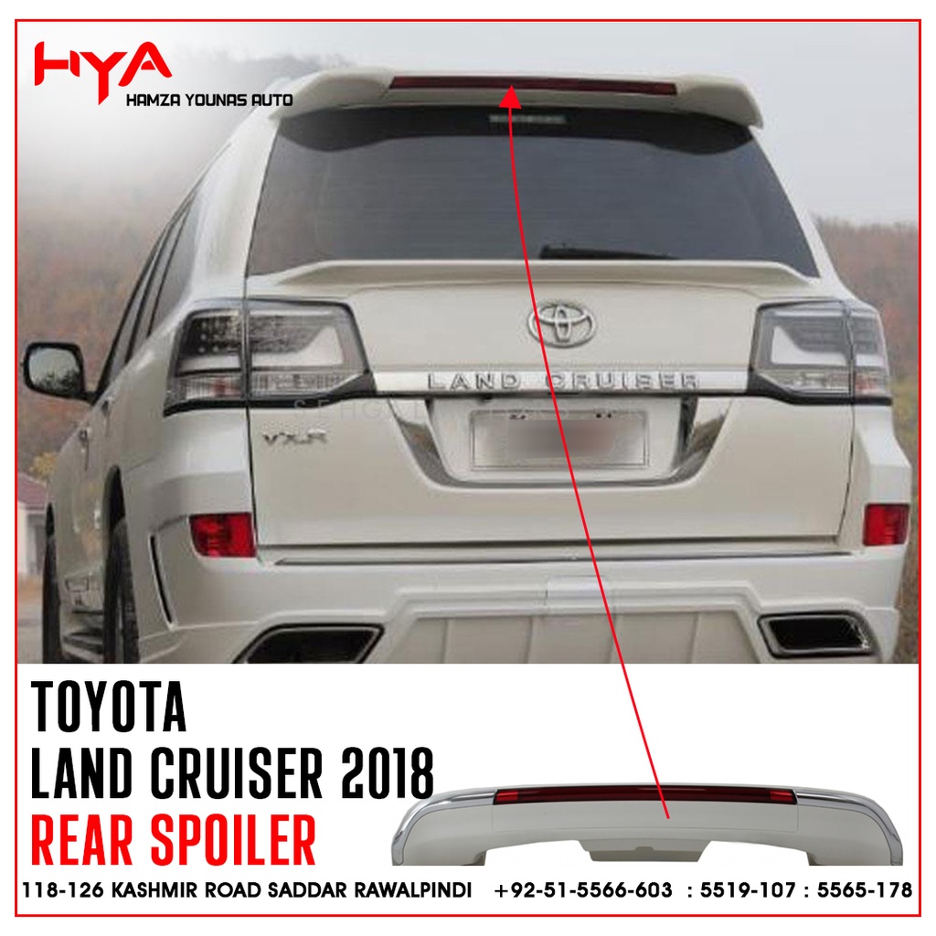 [SPOILER FJ-200-TW W] SPOILER FJ-200-TW W REAR TRUNK SPOLILER WITH LED LC 200 SERIES TAIWAN WHITE