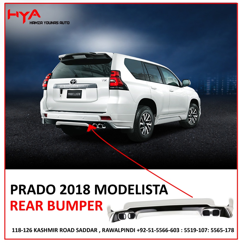 [703A-FJ-150-18-CH W] REAR BUMPER EXTENSION PRADO 2018 MODELISTA WHITE 